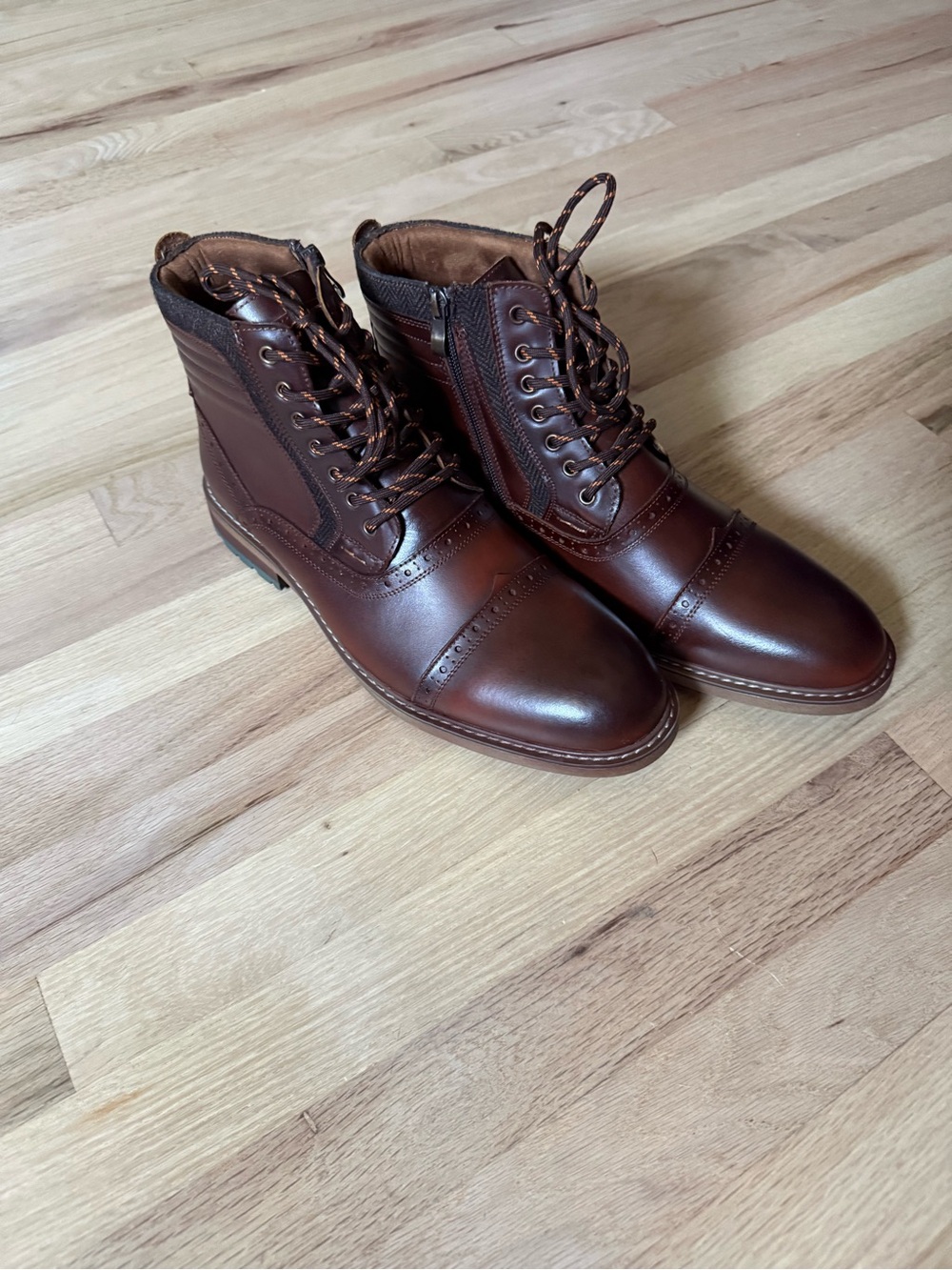 Arkbird Brown Leather Oxford Chukka Boots Side Zip Men's 12 FZN2018806